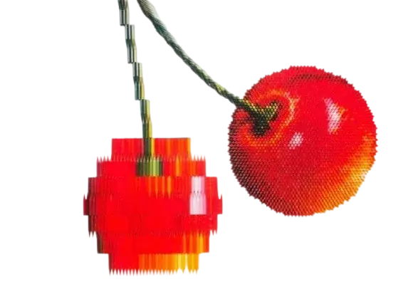 Halftone cherries with a glitch treatment