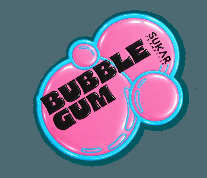 Bubble Gum sticker in pink and blue
